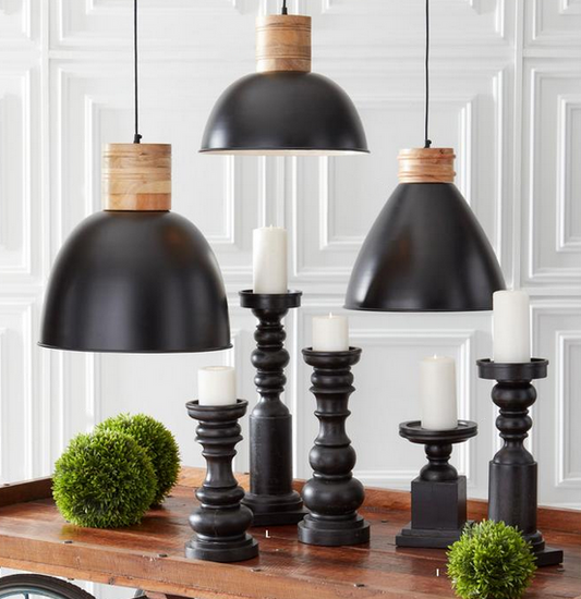 Handcrafted Black Wood Candle Holders – Sculptural Elegance in Every Size
