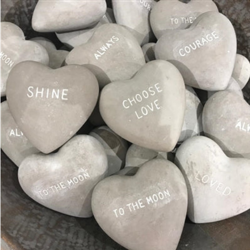 Rustic Cement Heart Stone – 4.5" x 4.5"